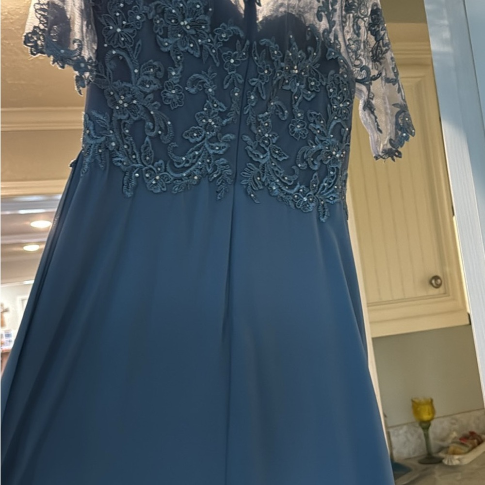 Oleg Cassini Teal Lace Dress